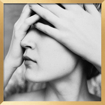 Woman Hiding Face | Poster - Gold Frame Interior