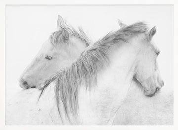 Ethereal White Horses | Poster - White Frame Interior