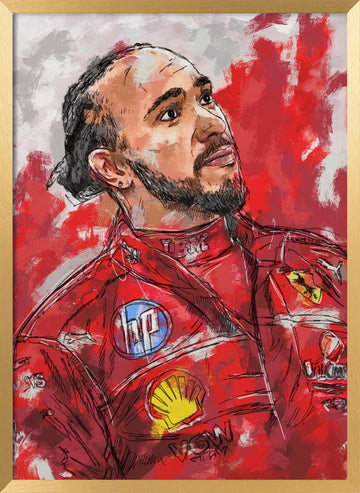 Red Suit Driver | Poster - Gold Frame Interior