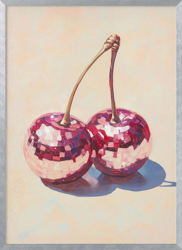 Disco Cherries | Poster - Silver Frame Interior