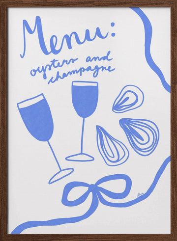 Oysters and Champagne | Poster - Walnut Frame Interior