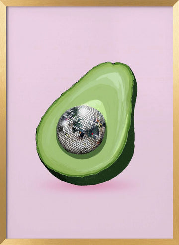 Avocado Disco Ball | Poster - Gold Frame Interior