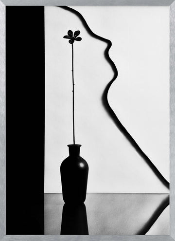 Elegant Profile Bloom | Poster - Silver Frame Interior