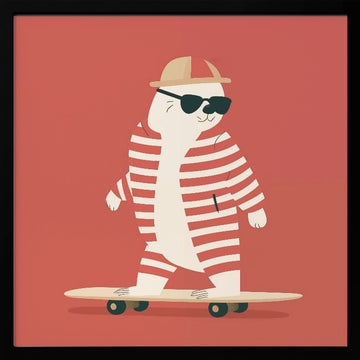 Cool Skating Seal | Poster - Black Metal Frame Interior