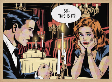 Dramatic Dinner Date | Poster - Wood Frame Interior