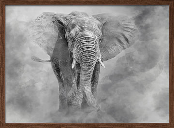 Majestic Elephant Dust | Poster - Walnut Frame Interior