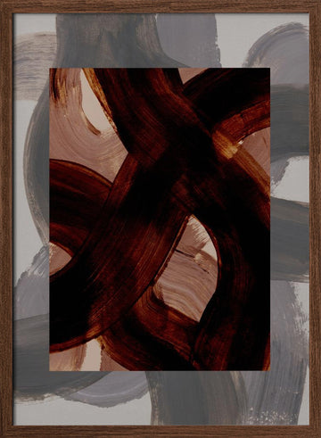 Abstract Brush Strokes 150 | Poster - Walnut Frame Interior