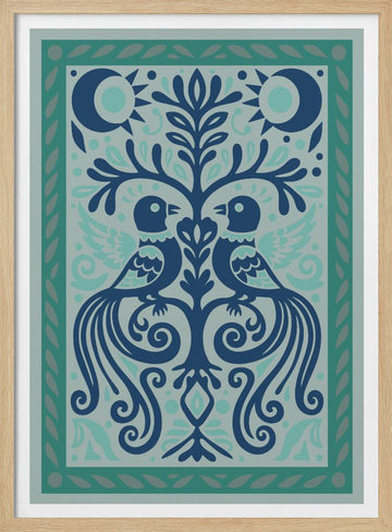 Two Birds Tree of Life | Poster - Wood Frame Interior