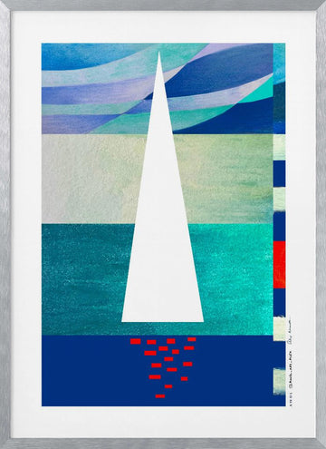 Minimalist Ocean Sail | Poster - Silver Frame Interior