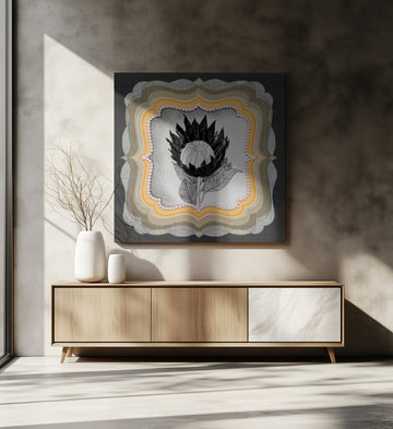 Vintage Protea Bloom | Canvas - Room Interior 2