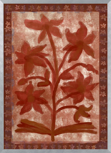 Painterly Red Blooms | Poster - Silver Frame Interior