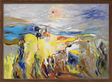 Vibrant Abstract Landscape | Poster - Walnut Frame Interior
