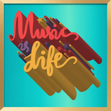 Vibrant Music Life Quote | Poster - Gold Frame Interior