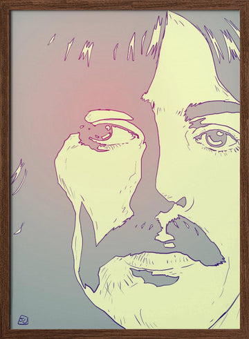 Retro Man Portrait | Poster - Walnut Frame Interior