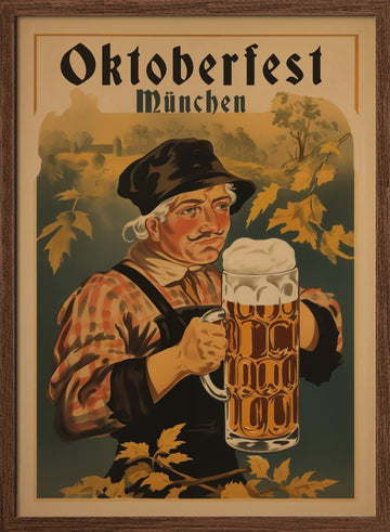 Oktoberfest Bavarian Man | Poster - Walnut Frame Interior