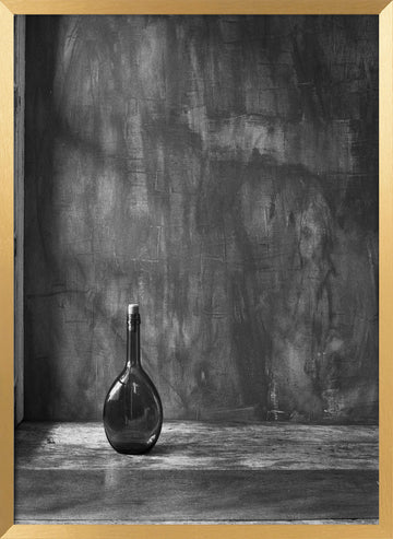Dark Glass Bottle Still | Poster - Gold Frame Interior