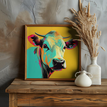Vibrant Pop Art Cow | Poster - Room Interior 1