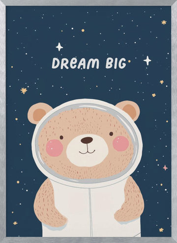 Space Explorer Bear | Poster - Silver Frame Interior
