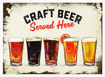 Craft Beer Served Here Bar Sign | Poster - White Frame Interior