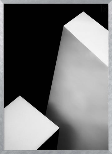 Stark White Geometry | Poster - Silver Frame Interior