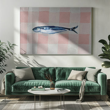 Pink Checkered Sardine | Poster - Room Interior 1