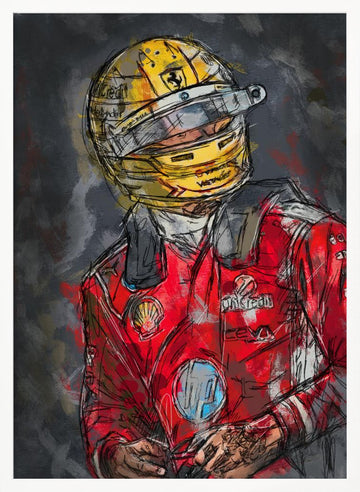 Focused Racing Driver | Poster - White Frame Interior