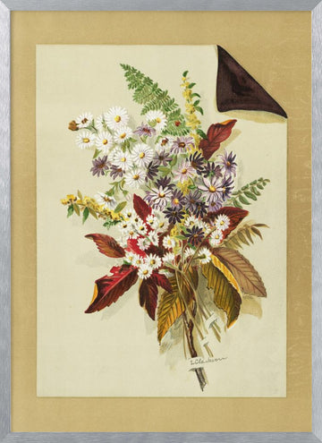 Daisies and Autumn Leaves & Ferns | Poster - Silver Frame Interior