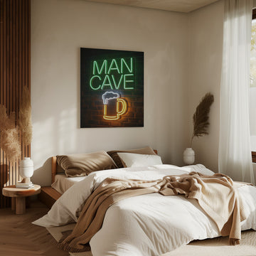 Man Cave Beer Mug Neon | Canvas - Room Interior 2