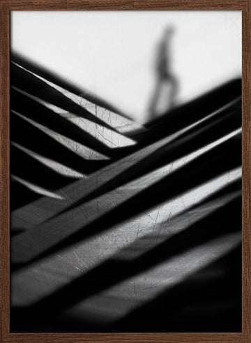 Solitary Figure Ascending | Poster - Walnut Frame Interior