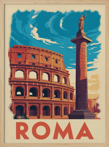 Rome Colosseum Column | Poster - Wood Frame Interior