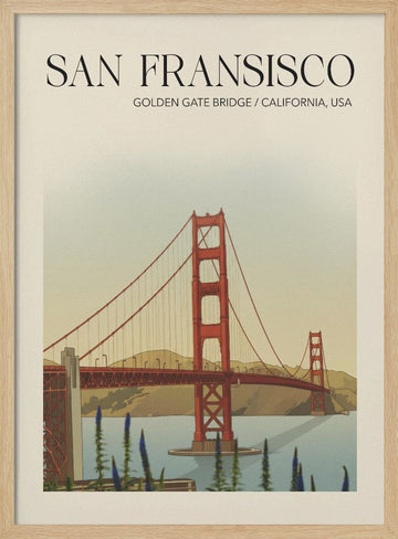 Golden Gate Bridge California | Poster - Wood Frame Interior