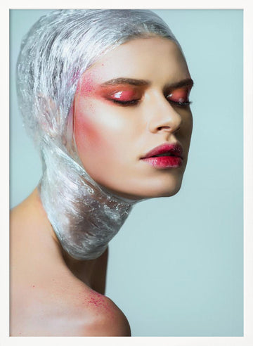 Pink Wrapped Beauty | Poster - White Frame Interior