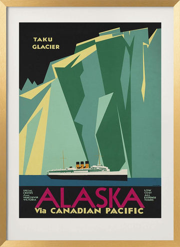 Alaska Via Canadian Pacific. Taku Glacier | Poster - Gold Frame Interior