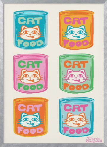 Pop Art Cat Food | Poster - Silver Frame Interior