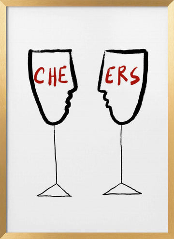 Cheers Faces | Poster - Gold Frame Interior