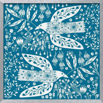 Peaceful Floral Flight | Poster - Silver Frame Interior