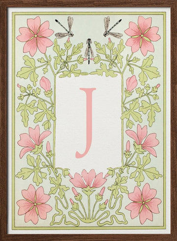 Art Nouveau Floral J | Poster - Walnut Frame Interior
