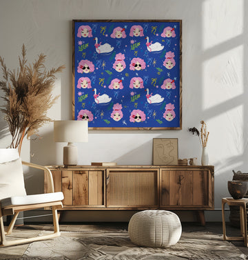 Whimsical Girls Swans Pattern | Poster - Room Interior 2