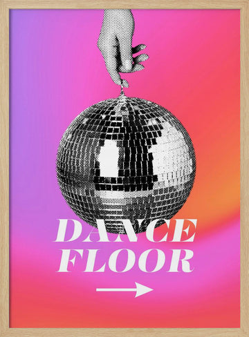 Monochrome Disco Ball | Poster - Wood Frame Interior