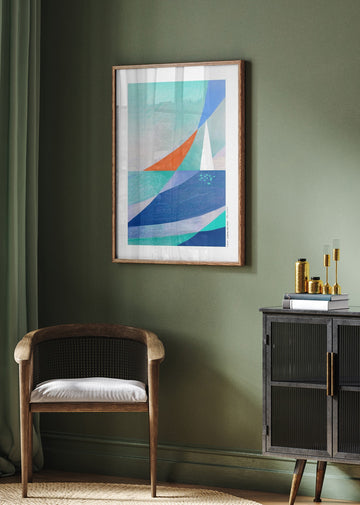 Geometric Ocean Sailboat | Poster - Room Interior 2