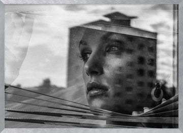 Woman In City Reflection | Poster - Silver Frame Interior