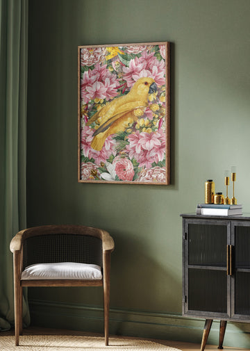 Yellow Parrot Tropical Flowers | Poster - Room Interior 2