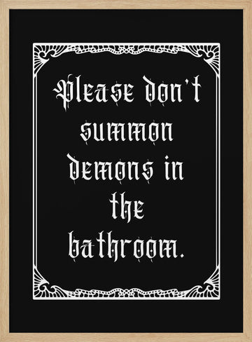 Gothic Bathroom Demons | Poster - Wood Frame Interior