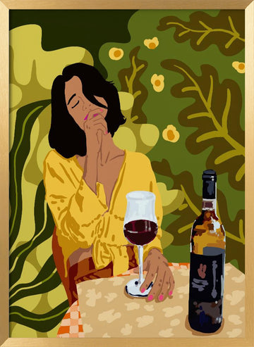Pensive Woman Outdoors | Poster - Gold Frame Interior