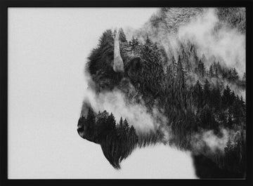 Forest Bison Spirit | Poster - Black Metal Frame Interior