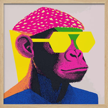 Stylish Monkey Portrait | Poster - Wood Frame Interior