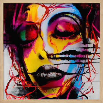 Vibrant Abstract Woman | Poster - Wood Frame Interior