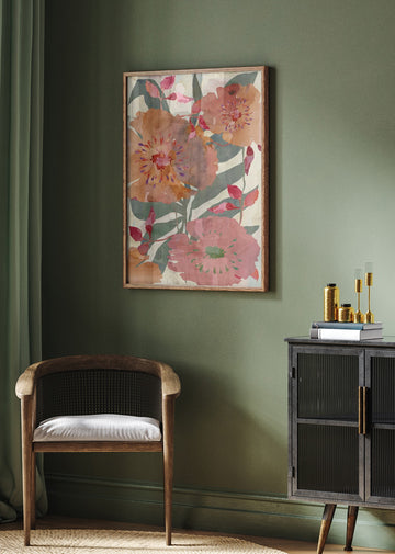 Warm Floral Blooms | Poster - Room Interior 2