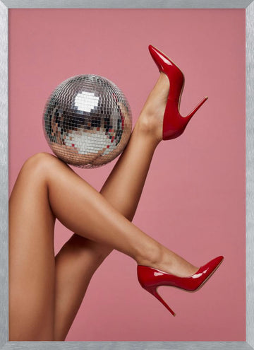 Red Heels Disco Glamour | Poster - Silver Frame Interior