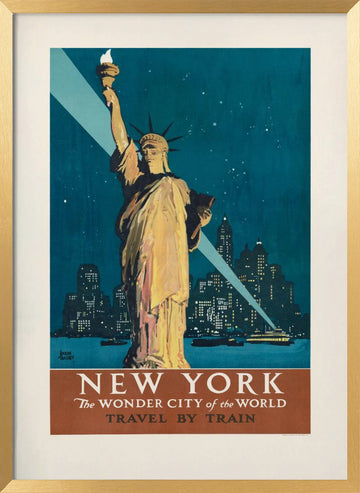 New York, the Wonder City of the World Travel By Train (1927) Poster By Adolph Treidler | Poster - Gold Frame Interior